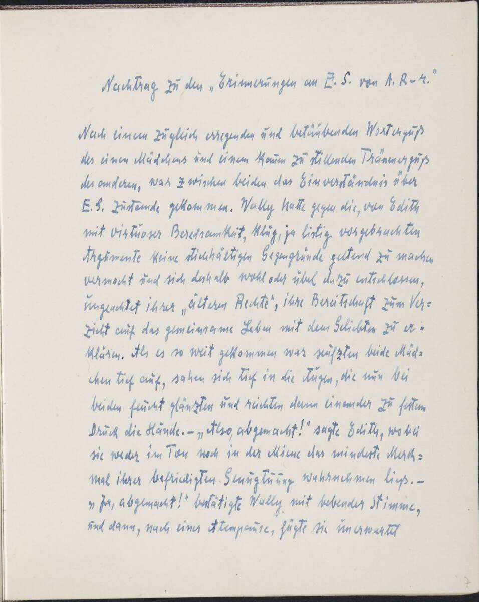 Erinnerungsbuch Egon Schiele, Beitrag Arthur Roessler, Nachtrag zu den „Erinnerungen an E. S. v…