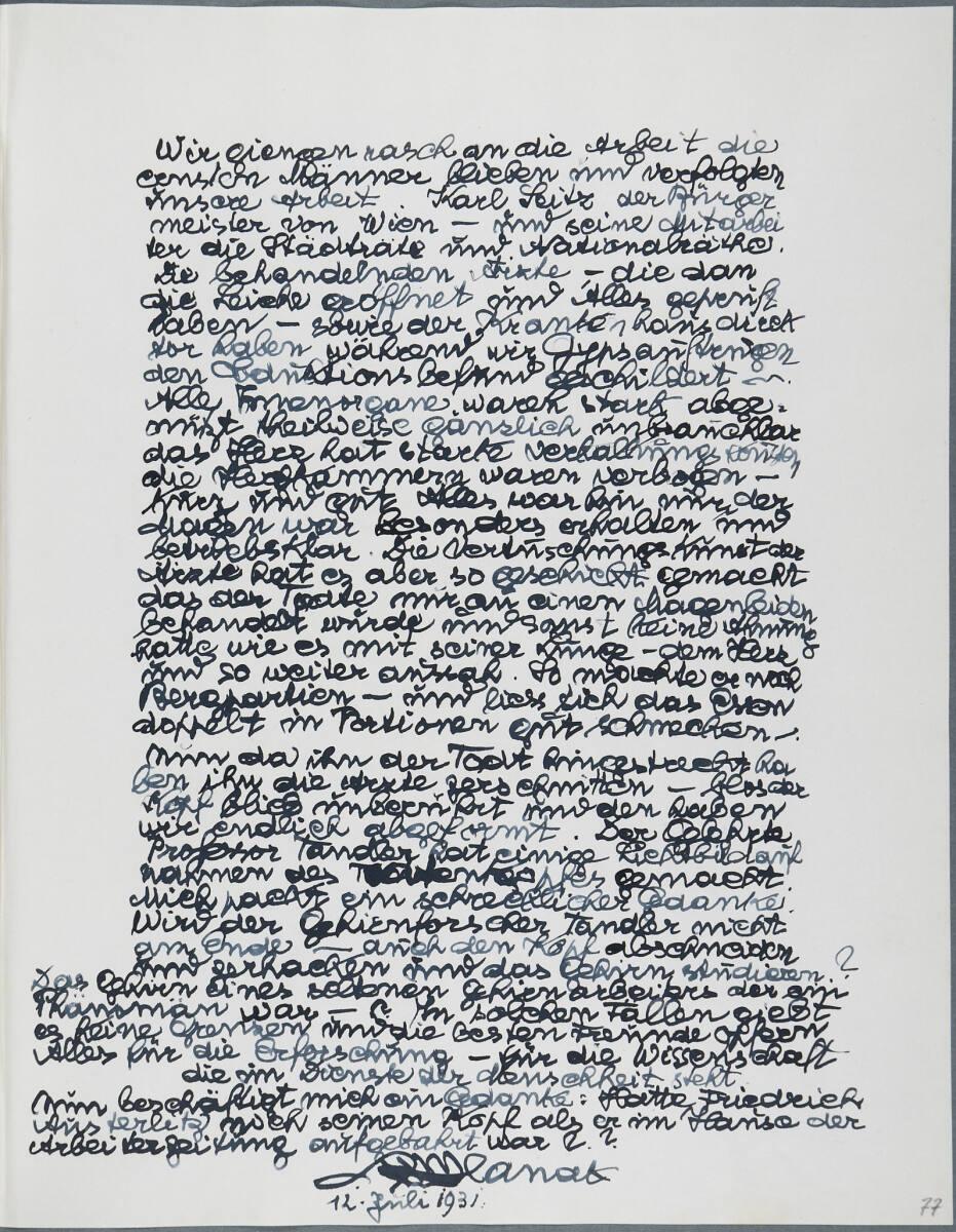 Anton Hanak, Tagebucheintrag, Inv. Nr.: 36080/6/77