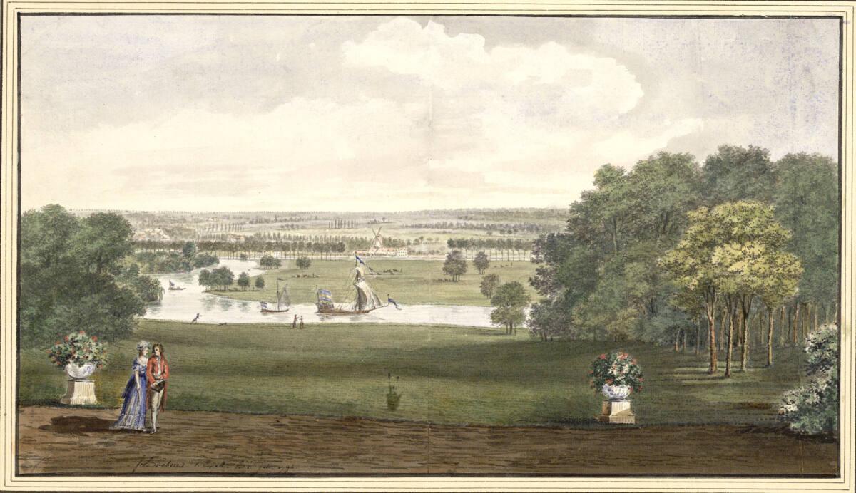 François Lefèbvre, Der Garten von Schoonenberg (Laeken) mit Blick auf den Kanal, Inv. Nr.: 1108…