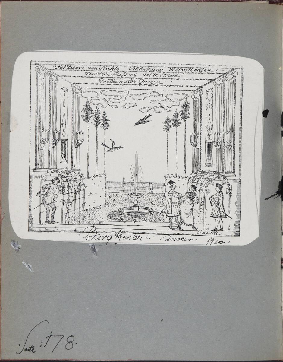 Oskar Laske, "Viel Lärm um Nichts, Schönbrunn, Schlosstheater: Zweiter Aufzug, dritte Szene, In…