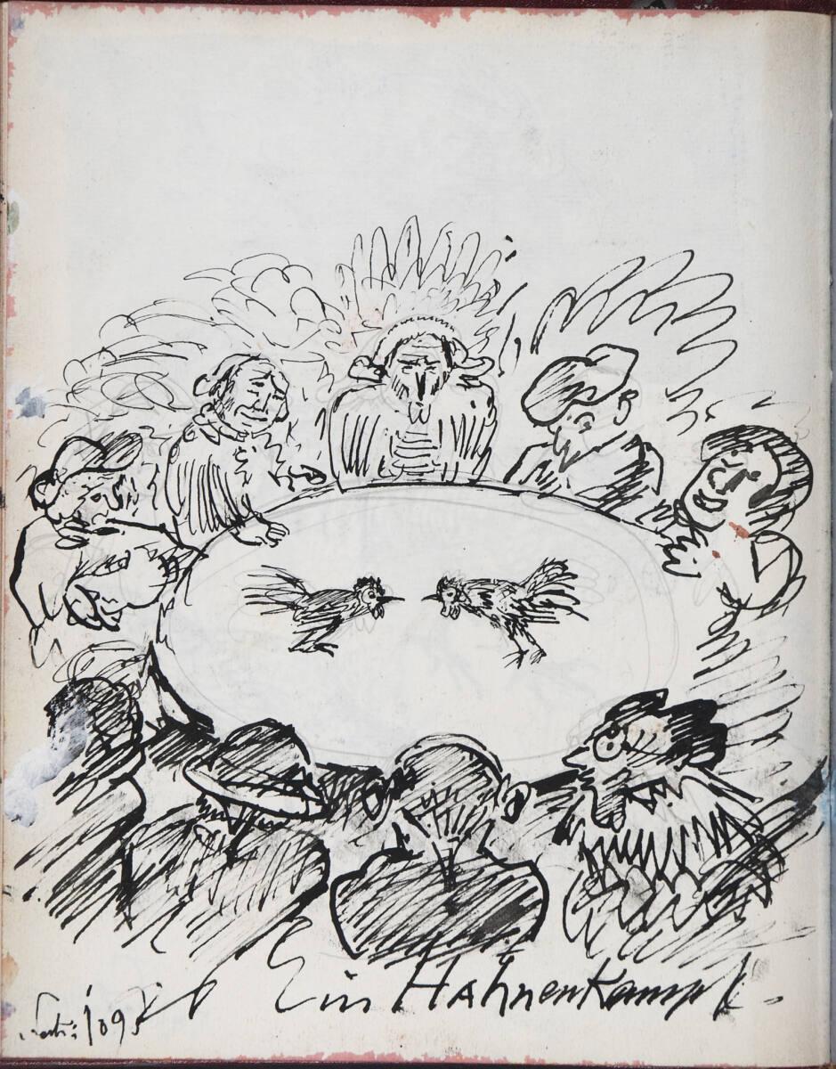 Oskar Laske, "Ein Hahnenkampf", Inv. Nr.: 35007/11/109