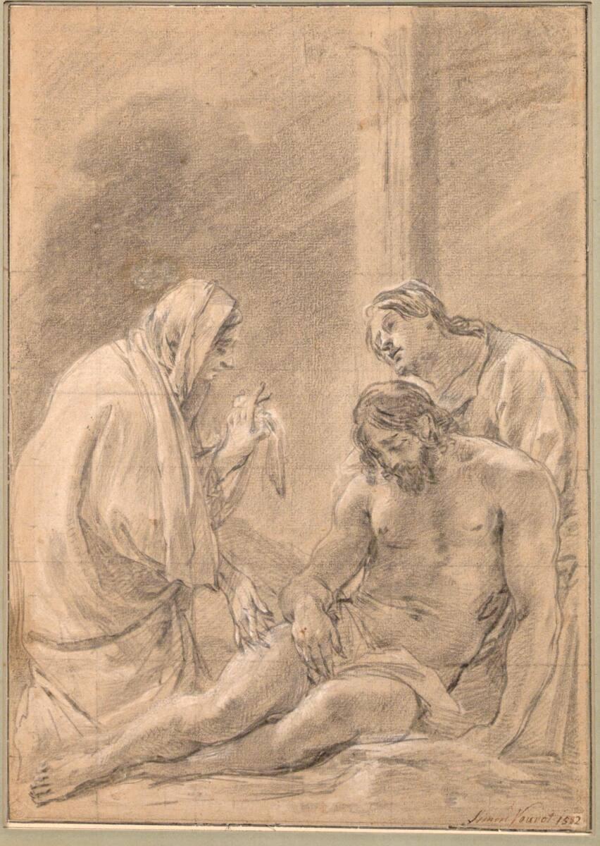 Simon Vouet, Maria und Johannes beweinen den toten Heiland am Fuße des Kreuzes, Inv. Nr.: 11196
