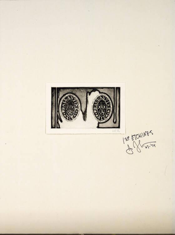 Jasper Johns , Aus der Mappe "1st-etchings-1st-Folio": Titelblatt Ale Can, Inv. Nr.: DG1983DL1/…