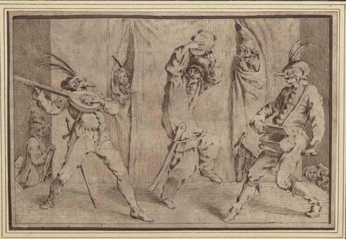Anonym, Bühne der "Commedia dell' Arte" mit maskierter Stehgreifspielerin, Inv. Nr.: 11226