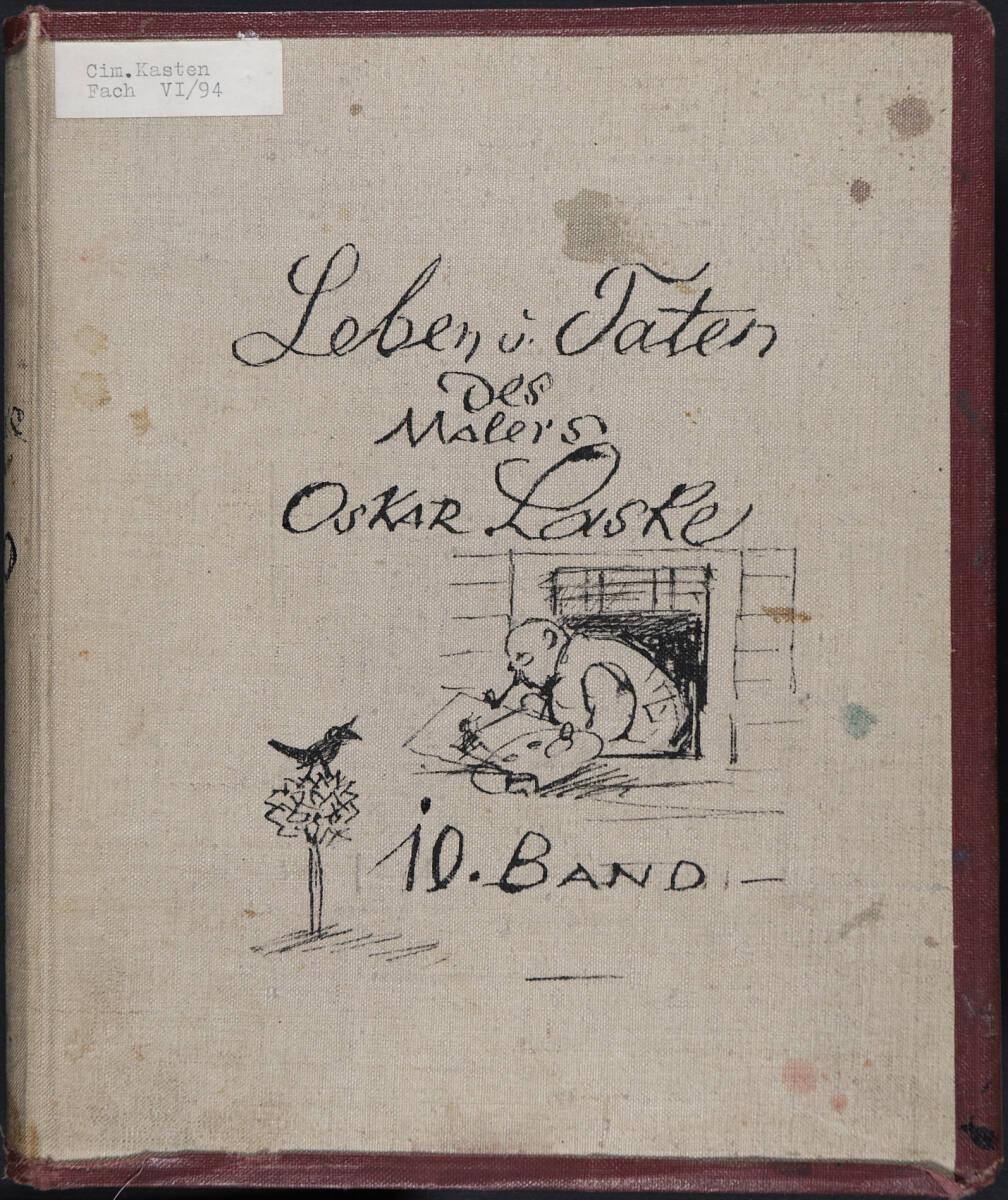 Oskar Laske, Deckel, "Leben und Taten des Malers Oskar Laske", 10. Band, Inv. Nr.: 35007/10/Dec…
