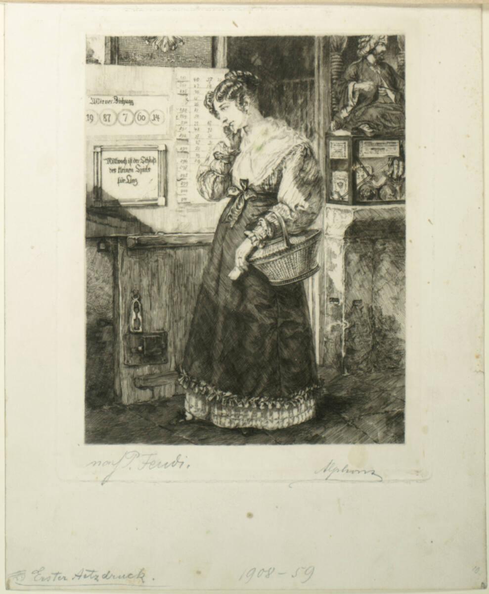 Theodor Alphons, Mädchen vor der Lotterie, Inv. Nr.: DG1908/59