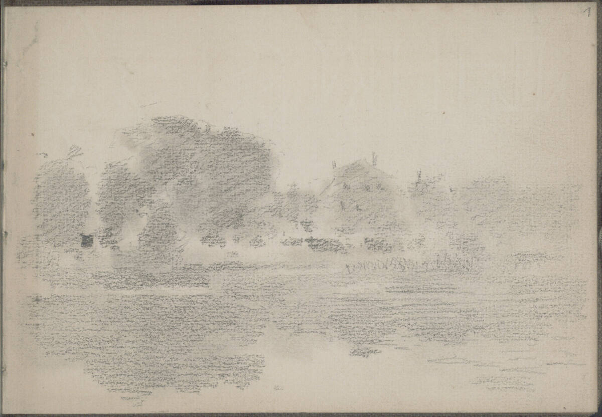 Skizze eines Hauses am Land, Ludwig Rösch