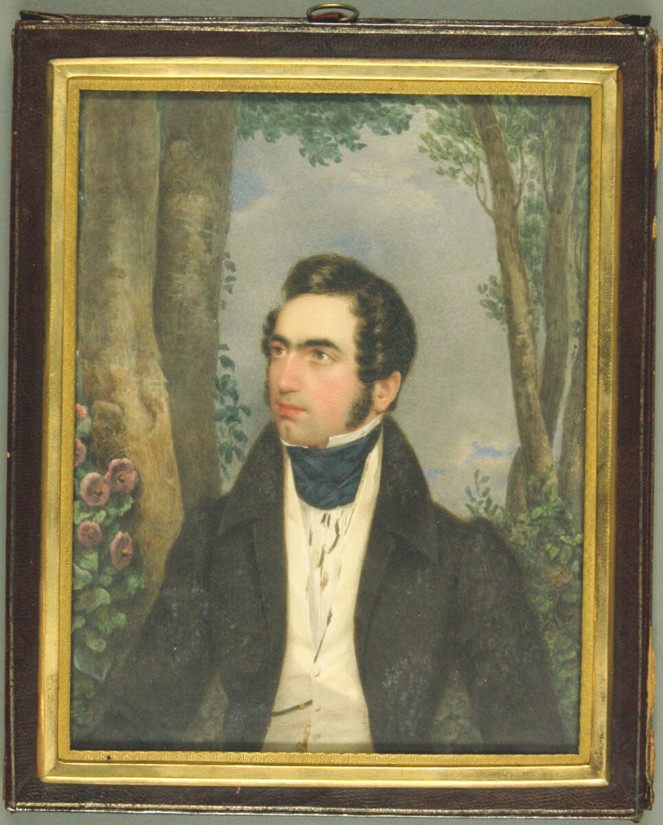Anton Freiherr von Prokesch-Osten, Staatsmann (1795-1876), in braunem Rock und heller Weste, mit Bäumen im Hintergrund, JosefTeltscher, 1831