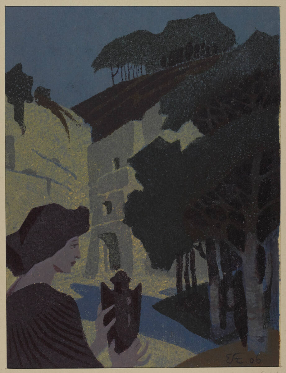 Südliche Landschaft mit Frau, Ernst Stöhr, 1906