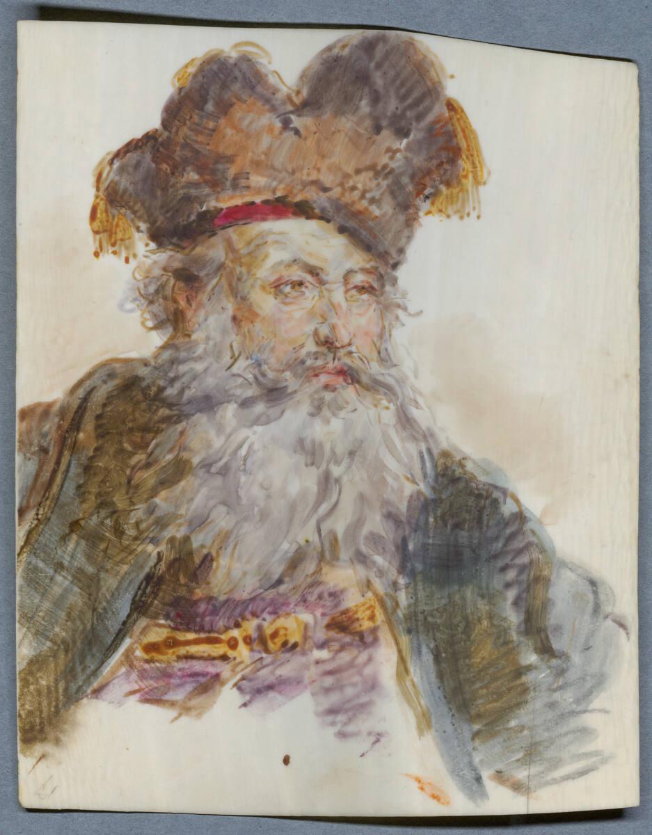 Moritz Michael Daffinger, Bärtiger Mann mit Pelzmütze, Inv. Nr.: 31496