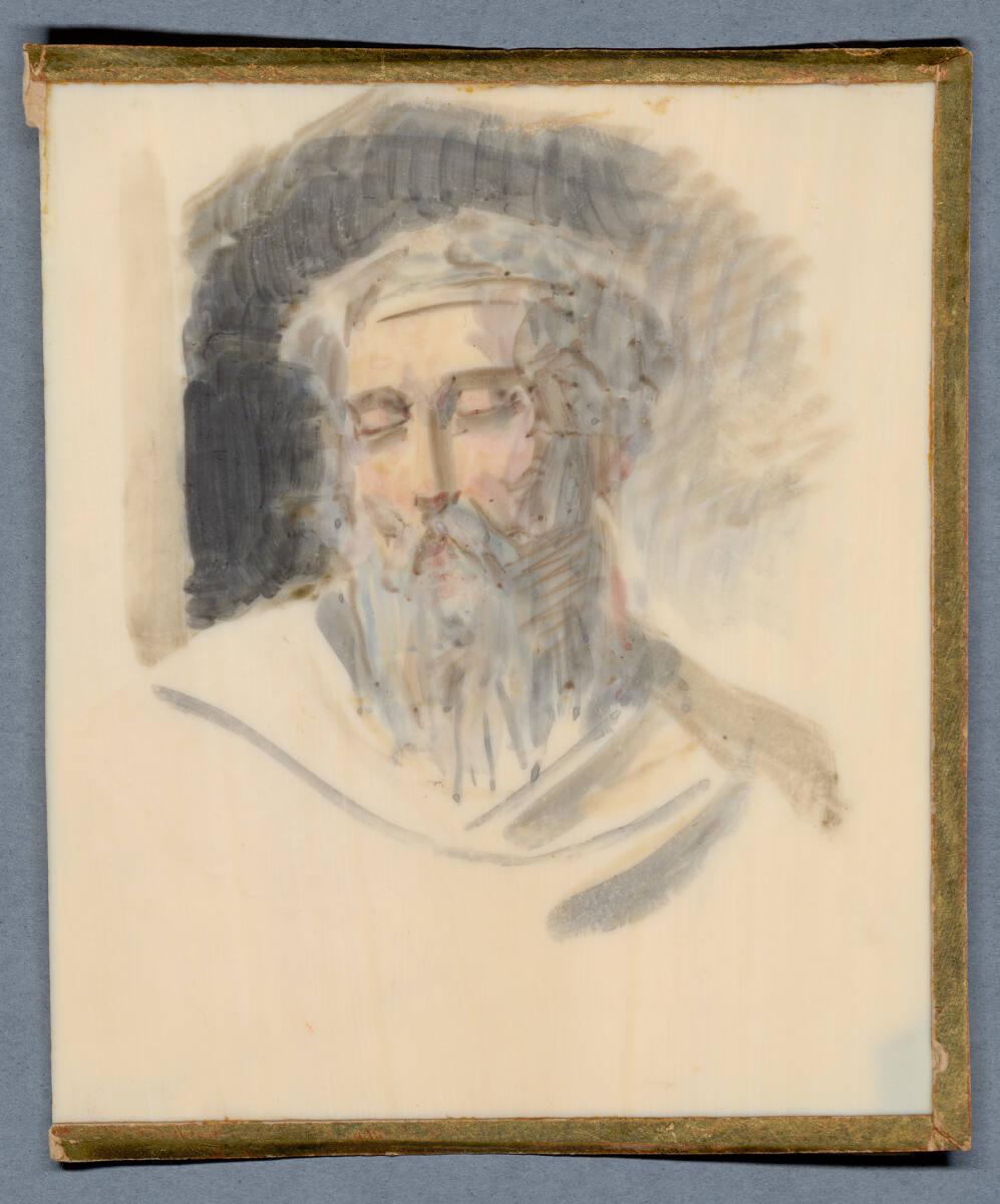 Moritz Michael Daffinger, Bärtiger Mönch in weißer Kutte, Inv. Nr.: 31499