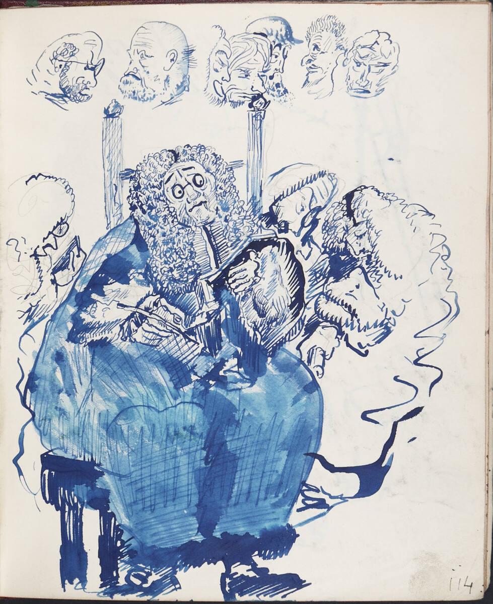 Oskar Laske, Illustration eines Richtergremiums; Charakterköpfe, Inv. Nr.: 35007/13/114