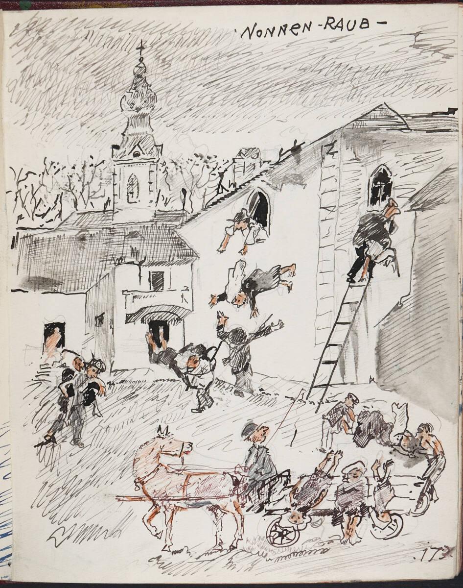 Oskar Laske, "NONNEN-RAUB", Illustration, Inv. Nr.: 35007/13/173
