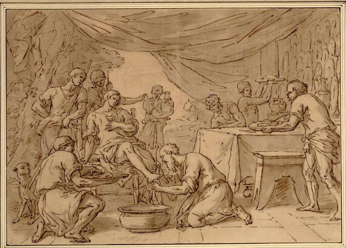 Abraham bietet den drei Engeln seine Gastfreundschaft an, Inv. Nr.: 11347