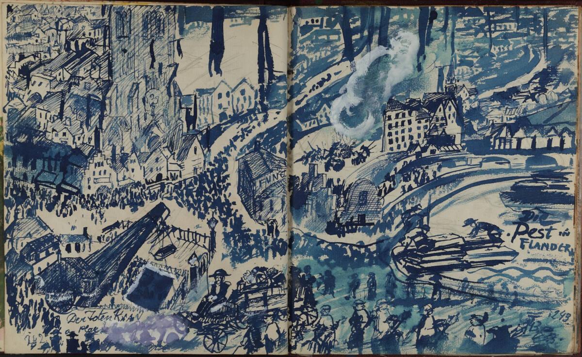 Oskar Laske, "Die PEST in FLANDERN.", Inv. Nr.: 35007/13/242-243