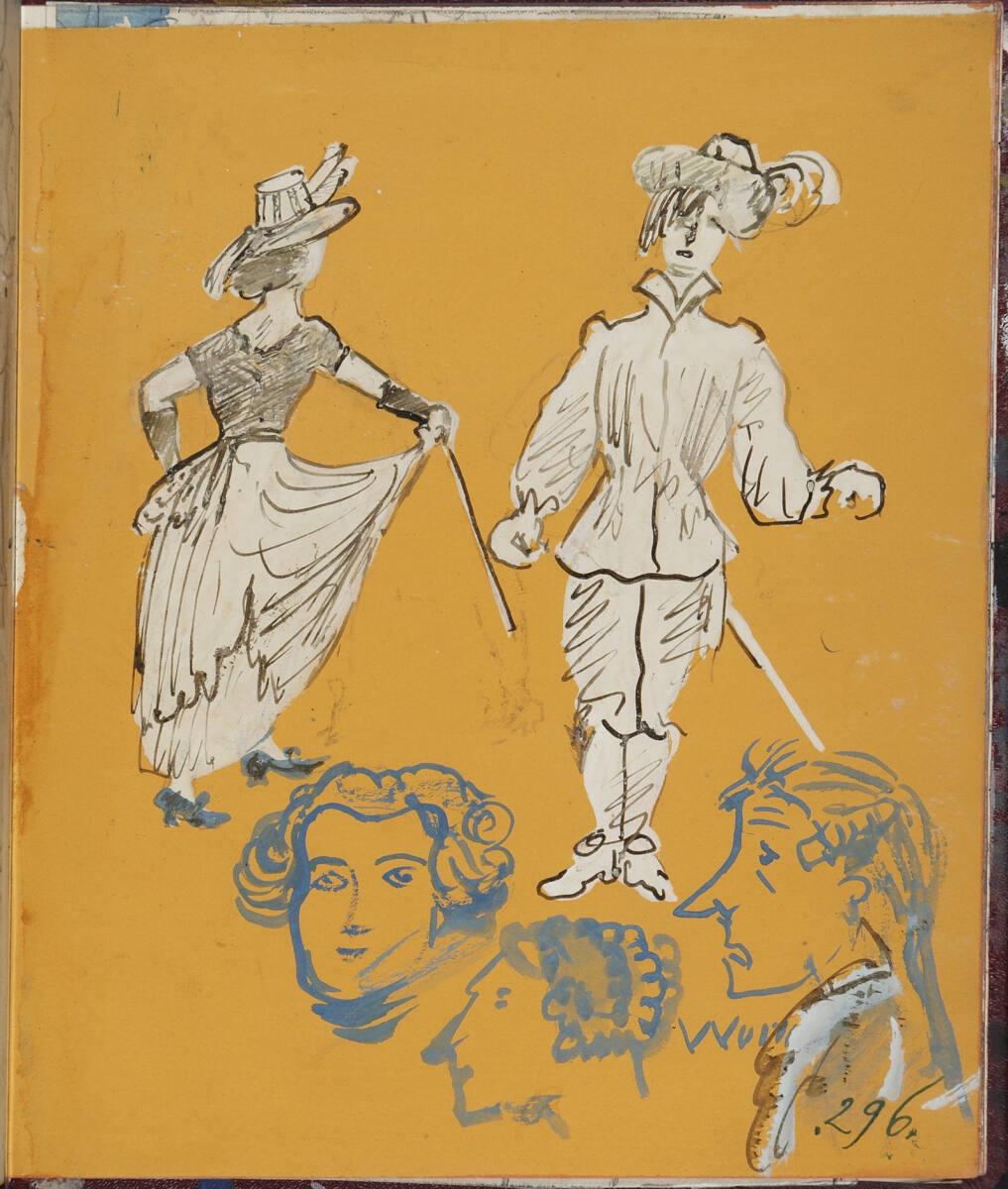 Oskar Laske, Verschiedene Figur- und Kopfstudien, Inv. Nr.: 35007/13/296