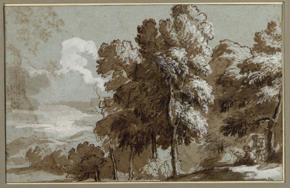 Claude Gellée gen. Claude Lorrain, Ein Zeichner mit Begleiter am Waldrand, Inv. Nr.: 11514