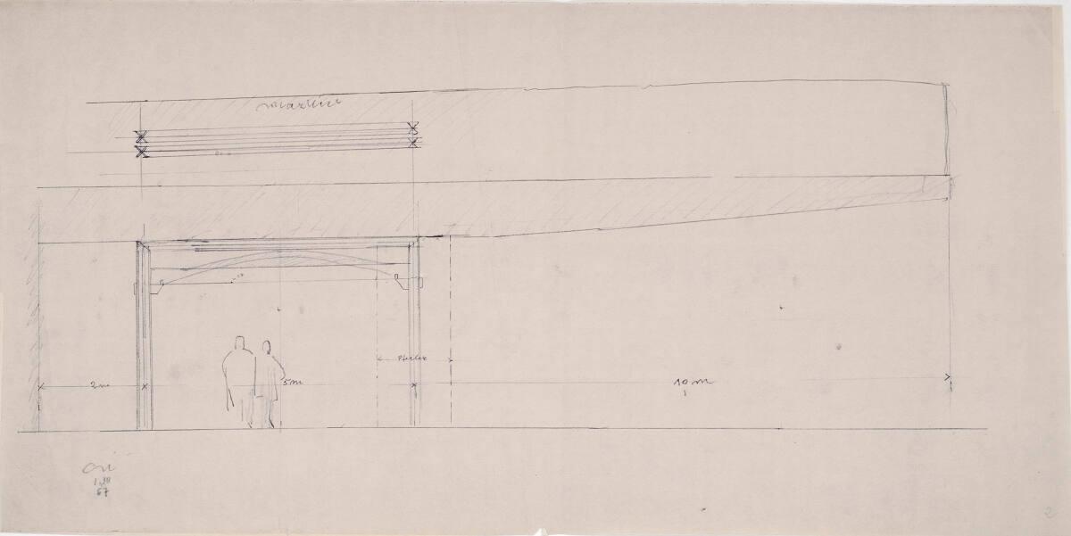 Clemens Holzmeister, Madrid, Oper; Studie; Detail Haupteingang, Ansicht, Inv. Nr.: CLHA17/2/54