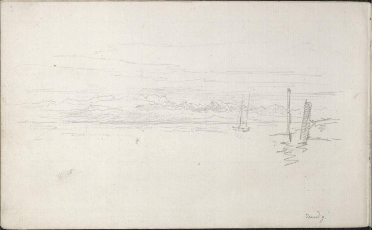 Friedrich Gauermann, Blick auf das Meer und die Alpen, in Venedig, Inv. Nr.: 30583/9v