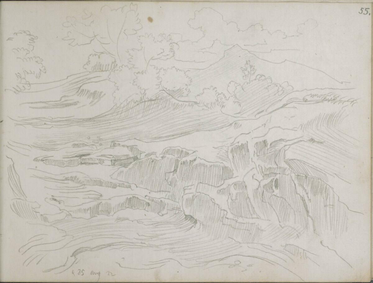 Heinrich Reinhold, Skizzenbuch: Felsstudie, Inv. Nr.: 24988/55r