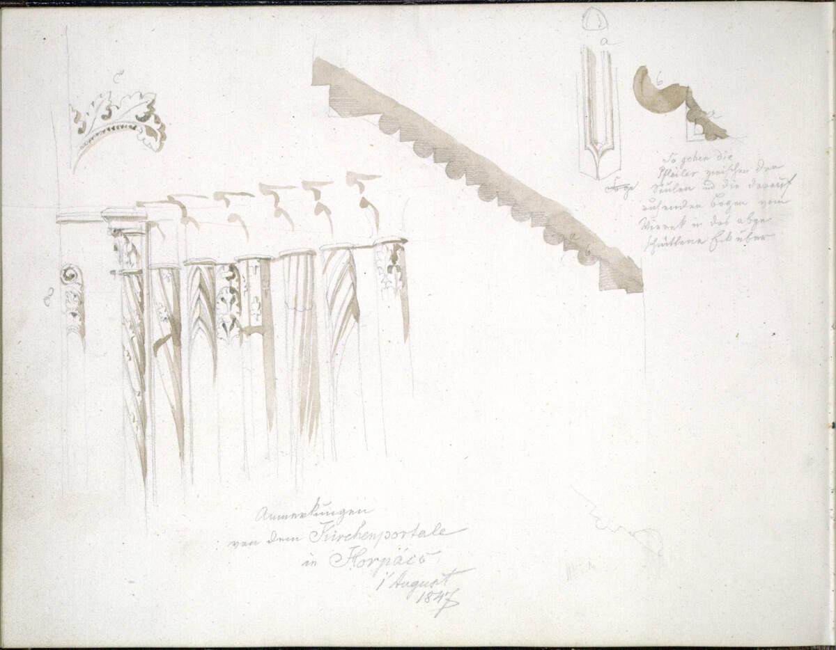 Friedrich Philipp Reinhold?, Detailstudien des Kirchenportals in Horpács, Inv. Nr.: 25933/30v