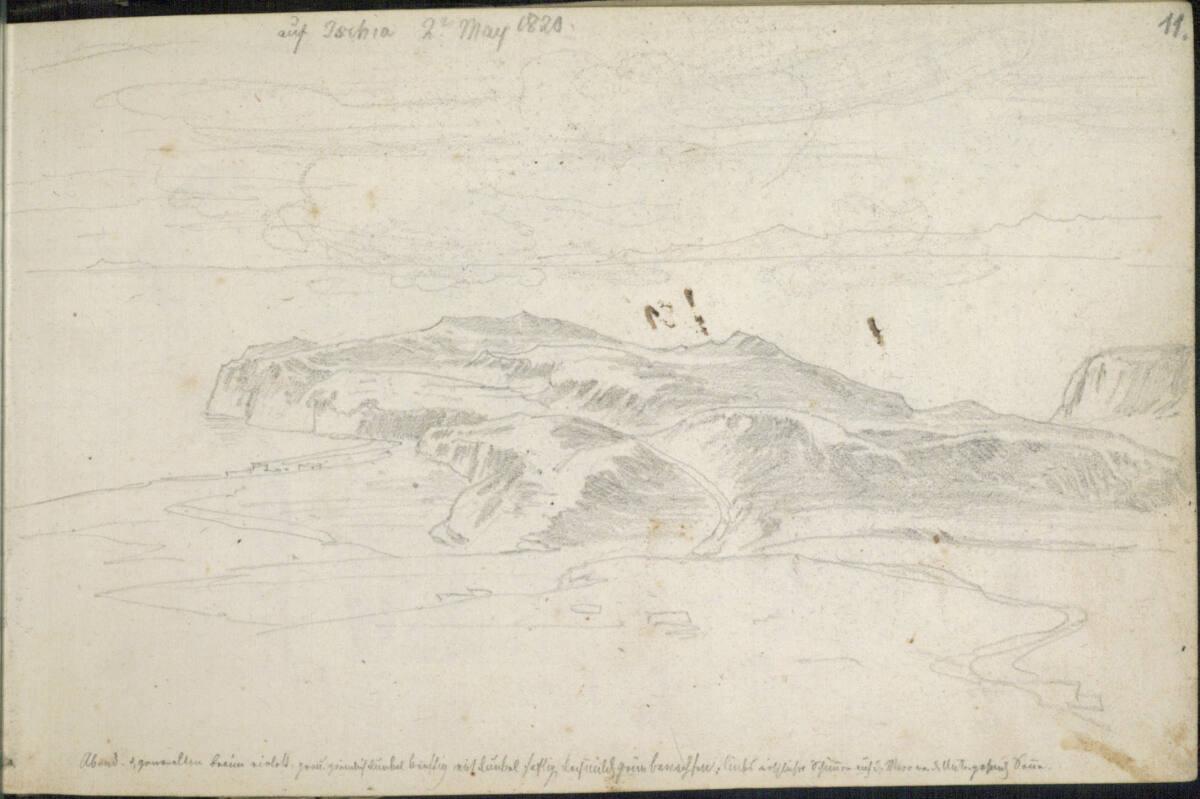 Heinrich Reinhold, Skizzenbuch: Küstenpartie von Ischia, vom Land aus gesehen, Inv. Nr.: 24989/…