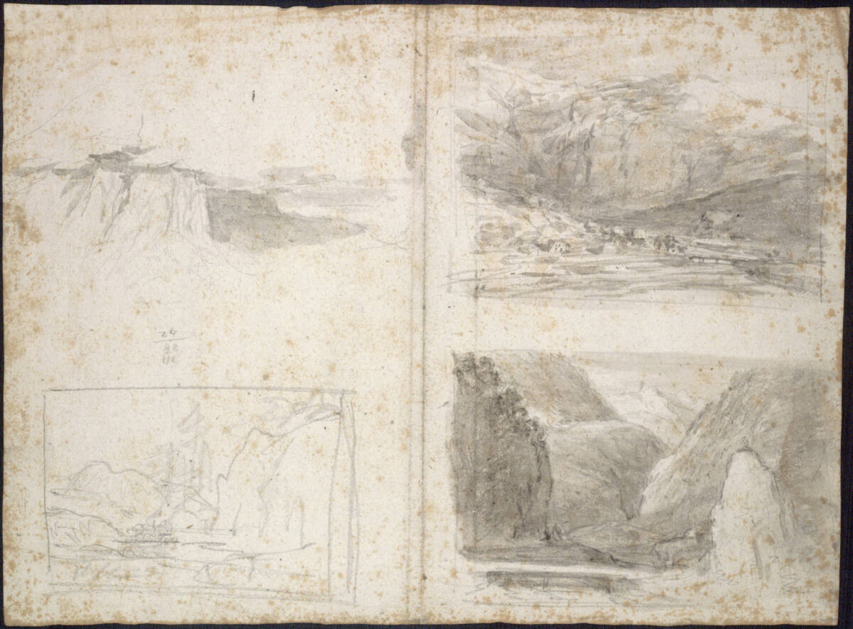 Vier Bildkompositionsskizzen mit Landschaften, Friedrich Gauermann