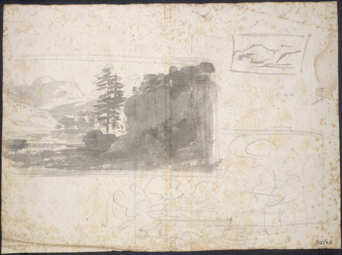 Landschaftsskizzen (kopfstehend), Friedrich Gauermann