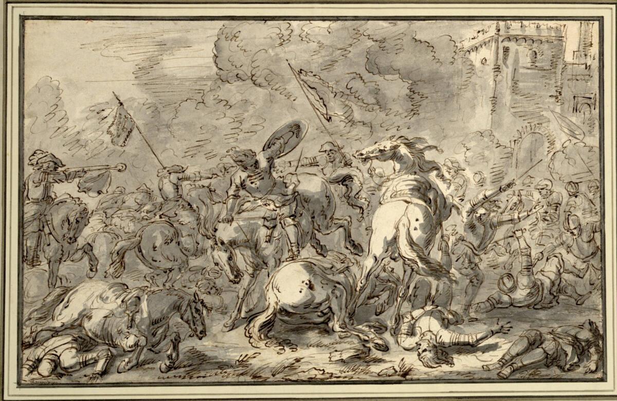 Charles Parrocel?, Reitergefecht mit Festung im Hintergrund, Inv. Nr.: 11715