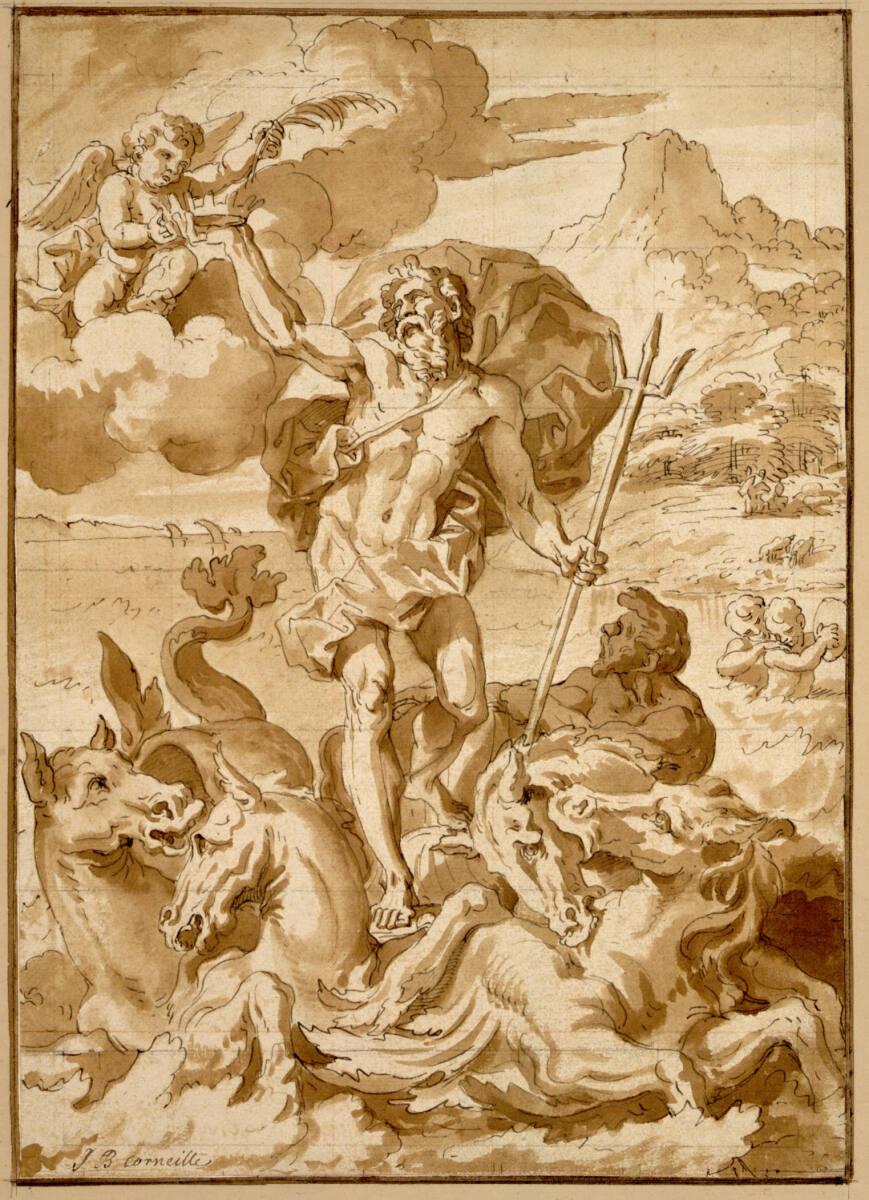 Jean Baptiste Corneille, Neptun auf seinem Rossgespann erhält von Amor die Krone (Quos ego), In…