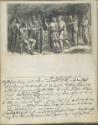 Jakob Gauermann, Hermann der Cherusker verteilt die römischen Feldzeichen; kleine Landschaftsst…