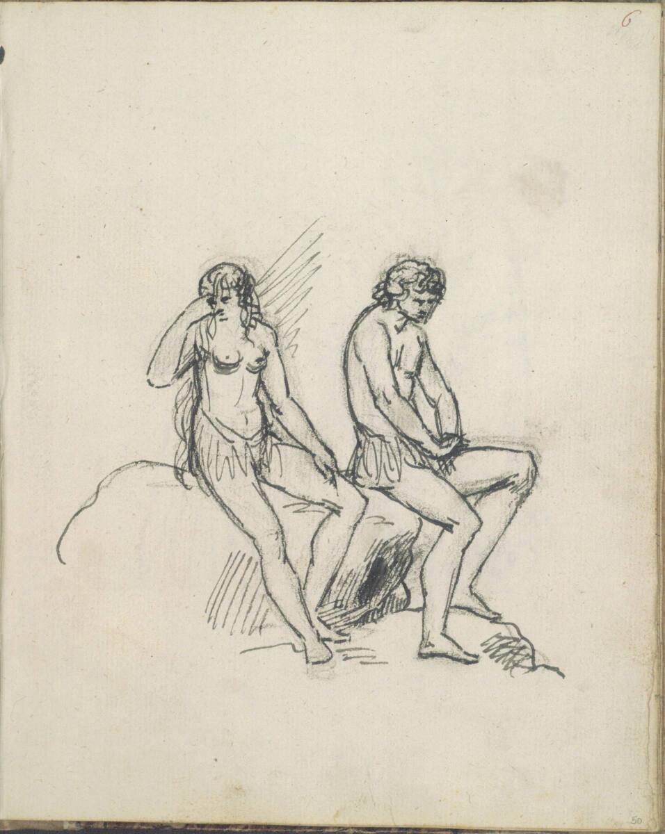 Jakob Gauermann, Adam und Eva nach dem Sündenfall, Inv. Nr.: 41939/50r