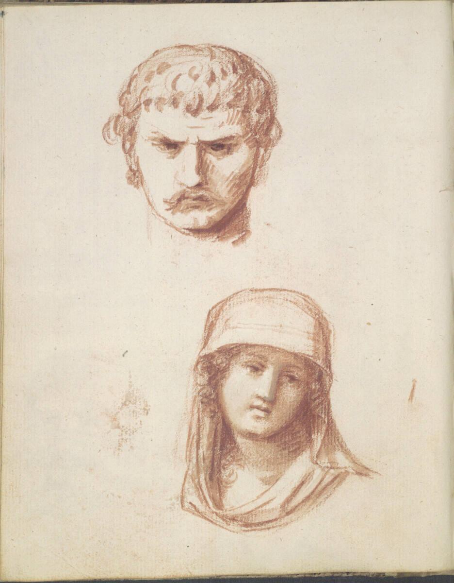Jakob Gauermann, Ein männlicher und ein weiblicher Kopf, Inv. Nr.: 41939/54v
