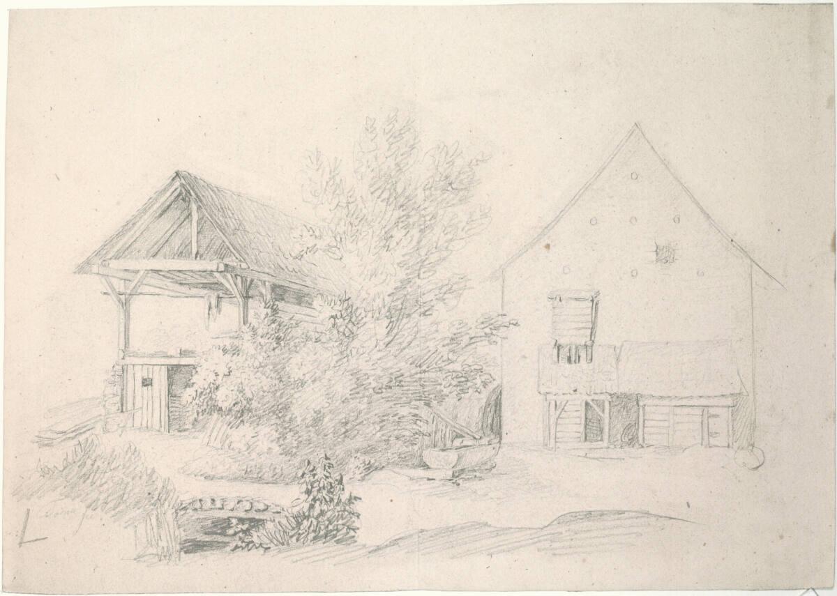 Matthias Rudolf Toma, Skizze eines Bauernhauses mit einer Scheune, Inv. Nr.: 39746/4