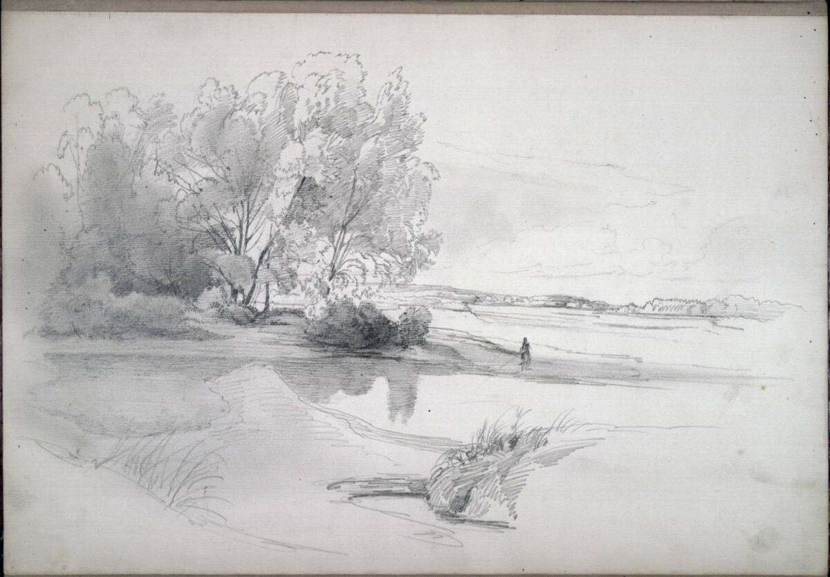 Johann Nepomuk Passini, Landschaft mit Waldstück und einer Figur, Inv. Nr.: 30545/9