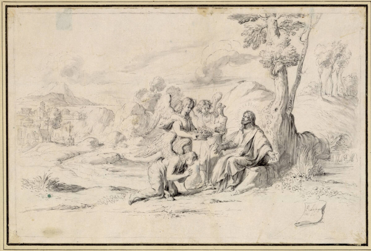 Christus in der Wüste, von Engeln umsorgt