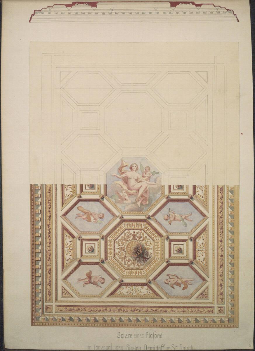 Johann Julius Romano von Ringe, August Schwendenwein von Lanauberg, Entwurf zur Decke im Tanzsa…