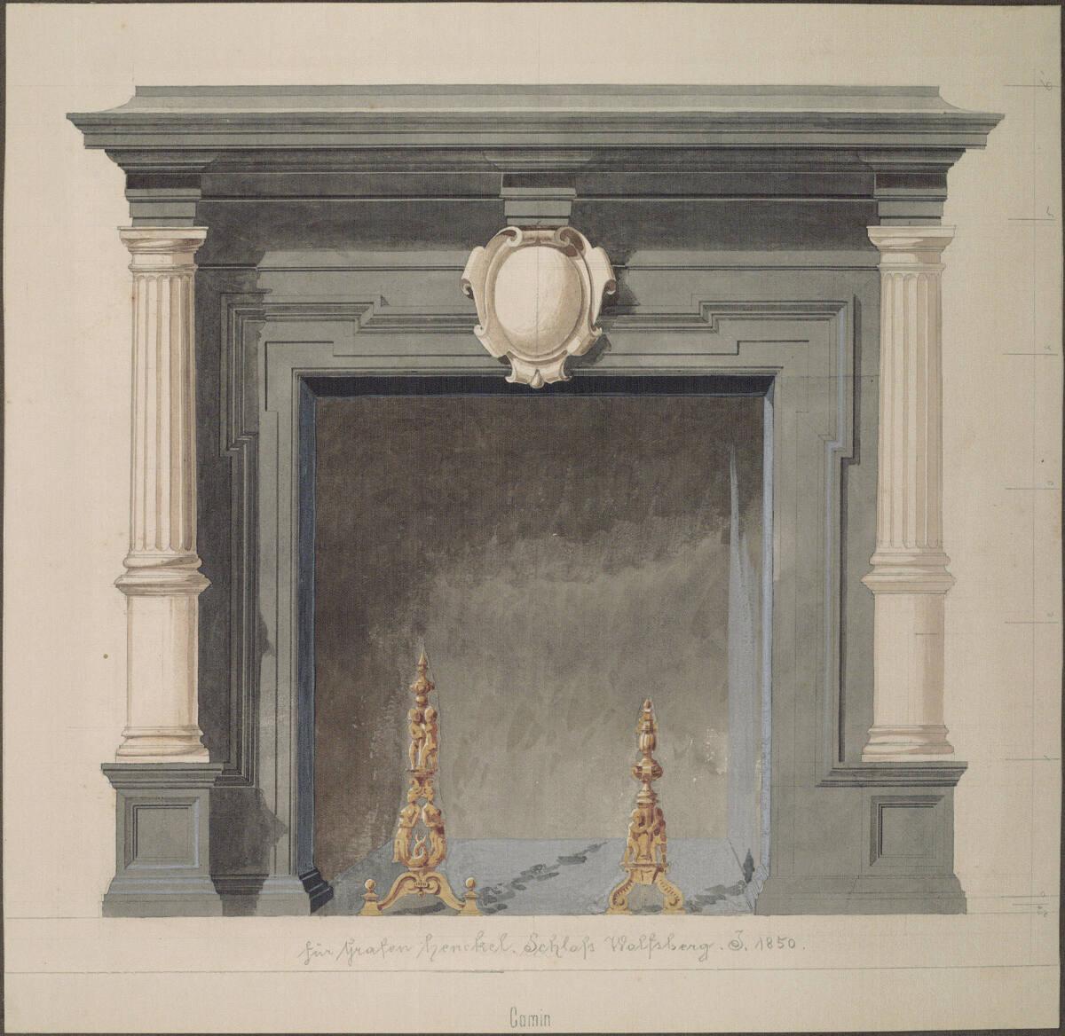 Johann Julius Romano von Ringe, August Schwendenwein von Lanauberg, Kaminentwurf für Schloss Wo…