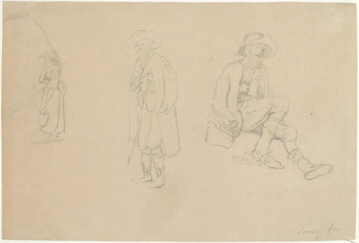 Matthias Rudolf Toma, Kleidungs- und Posenstudien zu einer weiblichen und zwei männlichen Figur…
