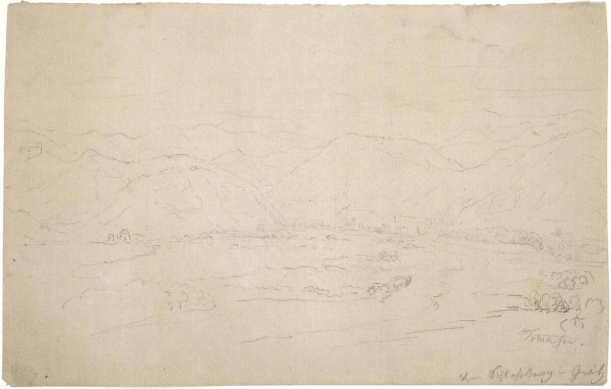 Matthias Rudolf Toma, Berg- und Tallandschaft (Aussicht vom Schlossberg in Graz), Inv. Nr.: 397…