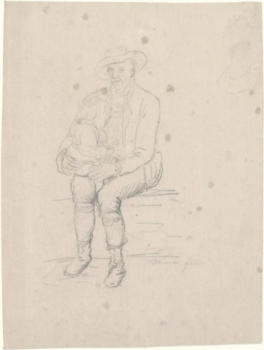 Matthias Rudolf Toma, Sitzender Mann mit Kleinkind auf seinem Schoß, Inv. Nr.: 39747/52