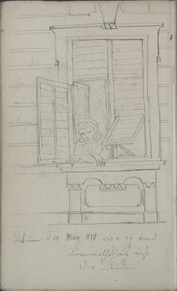 Blasius Höfel, Frau aus dem Fenster gelehnt in Wien auf der Wieden, Inv. Nr.: 35113/39