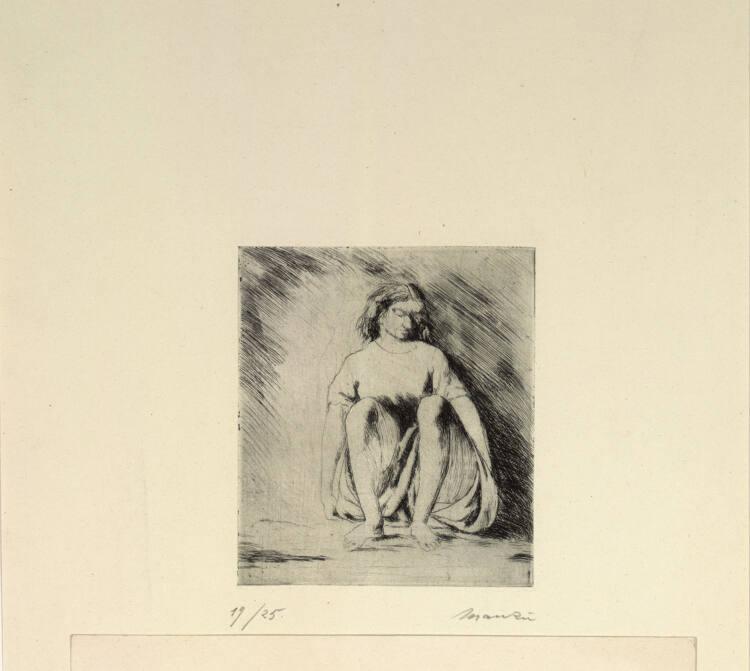 Giacomo Manzù, Mit aufgestellten Beinen dasitzende Frau von vorne, Inv. Nr.: DG1943/181