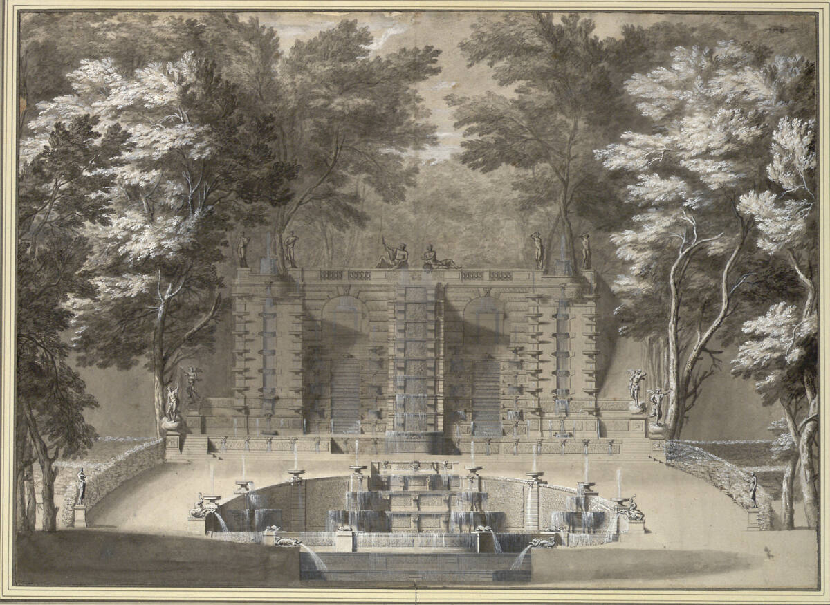 Große Kaskade im Park von Saint-Cloud (Aufriss), Alexandre Jean-Baptiste Le Blond, 1699