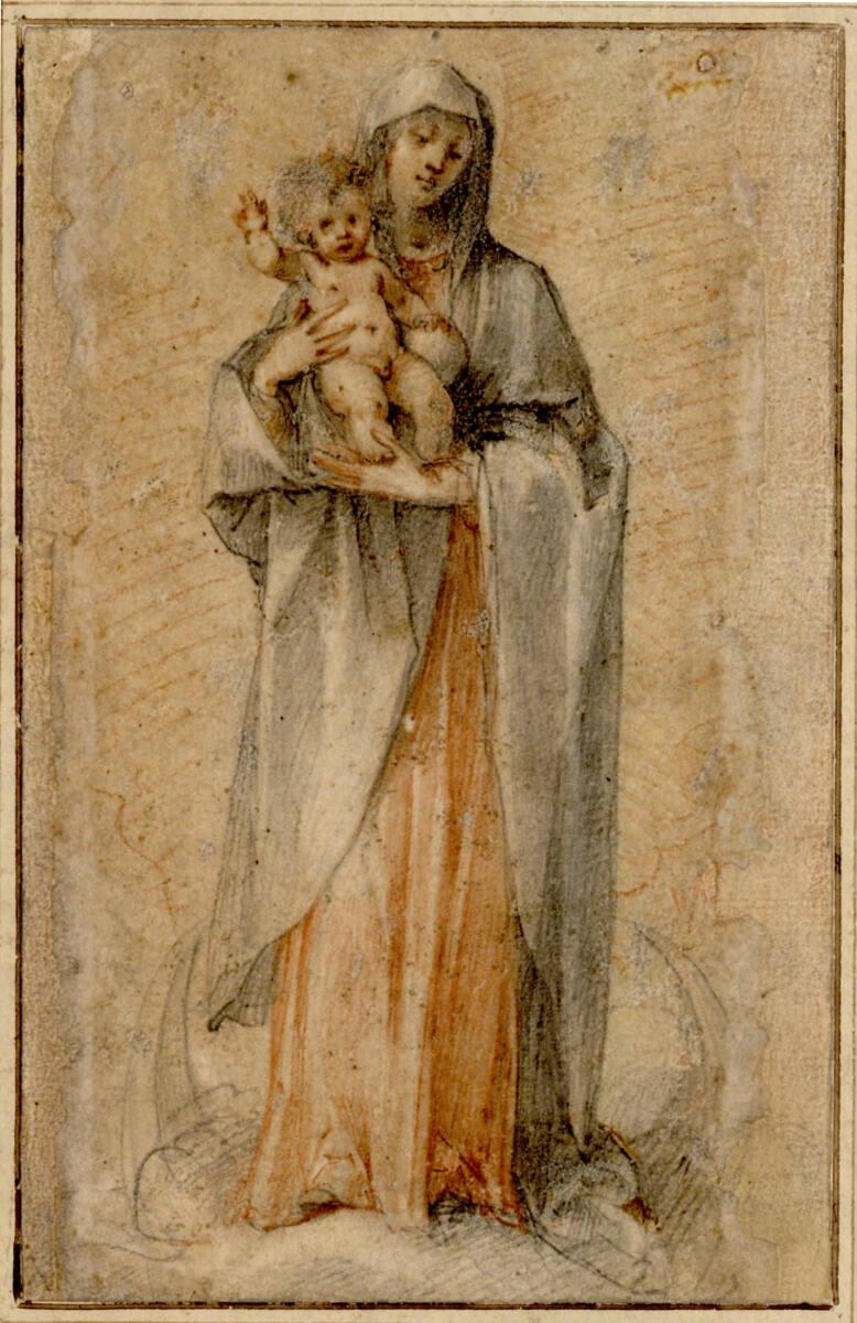 Giuseppe Cesari gen. Cavaliere d' Arpino, Madonna mit dem Kind, das die Rechte segnend erhoben …