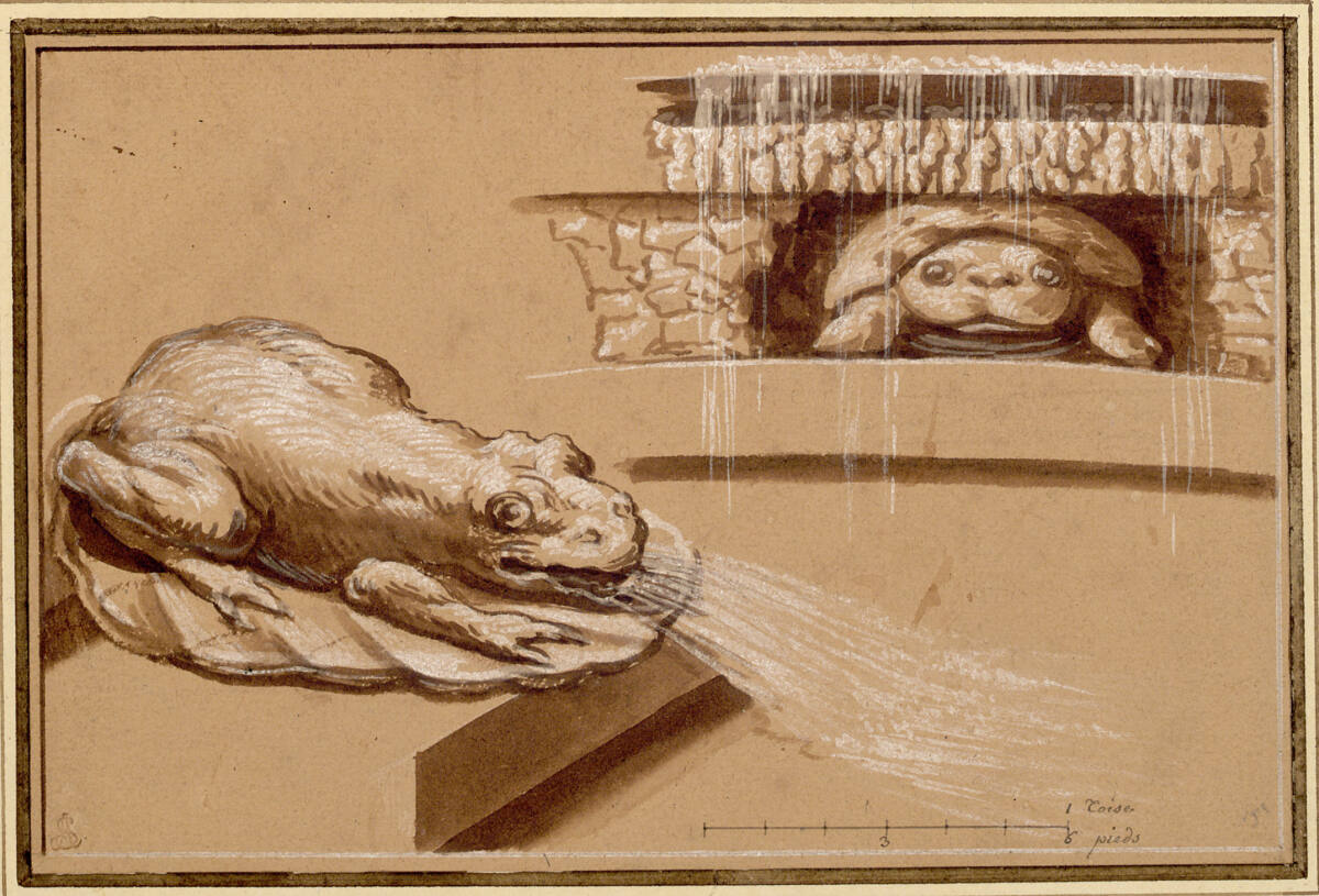 Detailstudie eines Frosches als Brunnenschmuck, Alexandre Jean-Baptiste Le Blond, 1699