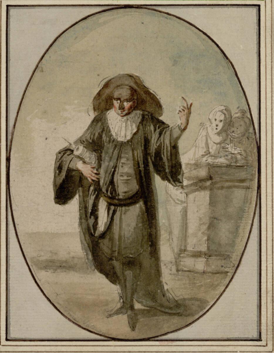 Claude Gillot, Doktor Baloardo hält eine Injektionsspritze in der Hand, Inv. Nr.: 12007