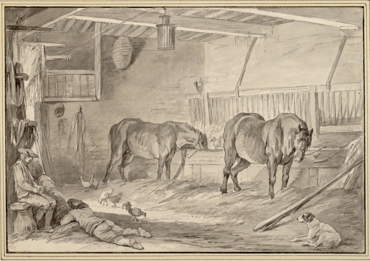 Pfede in ihrem Stall, Nicolas Bernard Lépicié