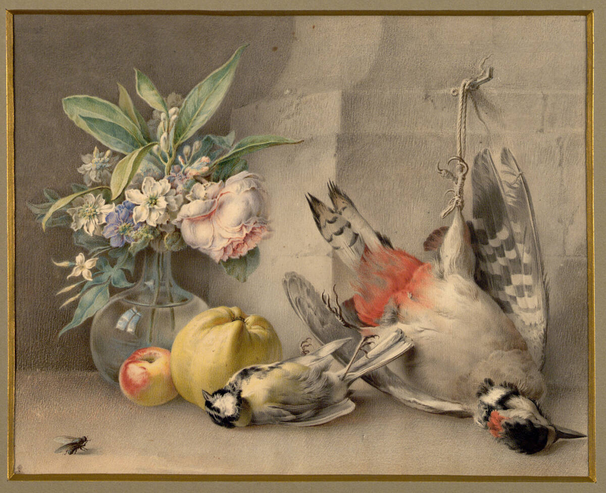Stillleben mit toten Vögeln, Früchten und Blumen, Jacques-André Portail