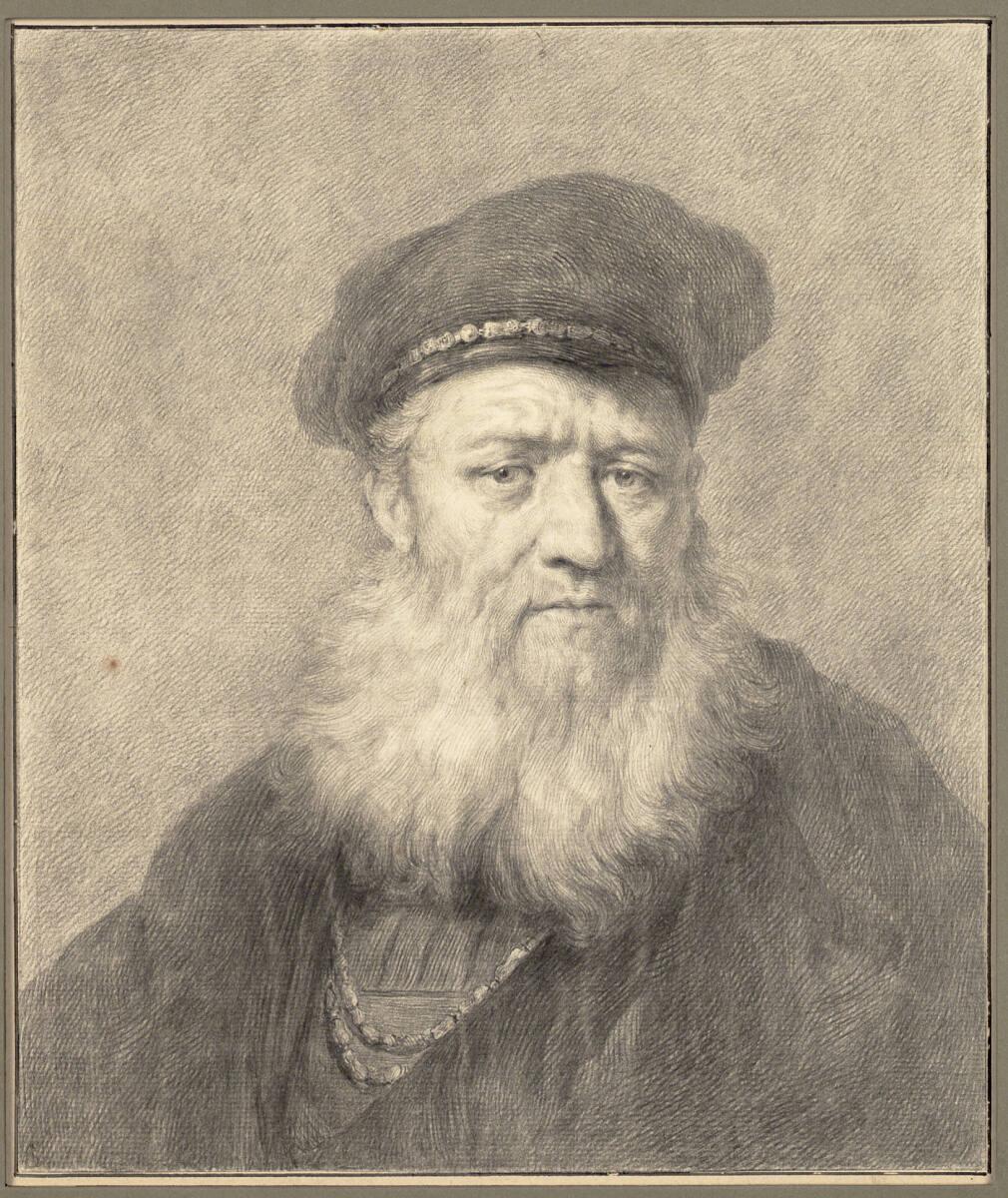 Charles François Hutin, Porträt eines Mannes mit weißem Vollbart und Barett, Inv. Nr.: 12238